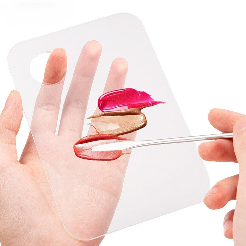 Stainless Steel Makeup Palette With Spatula Tool Foundation Brush Makeup Art Tool For Mixing Foundation Nail Art Eye Shadow Makeup Pigment Blending