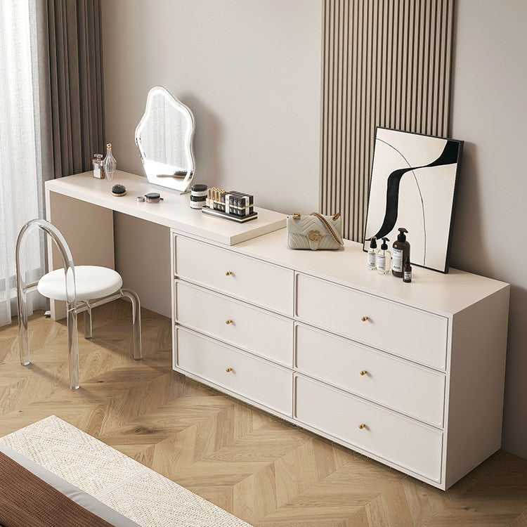 Vanity Desk With Mirror And With 3 Color Lighting Modes Adjustable Brightness, 6 Drawers Makeup Table For Bedroom Studio, 3-Sections Silent Slides Gift For Girls And Women, White Vanity