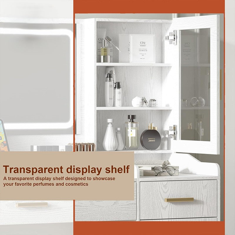 Elegant White Vanity Desk with Mirror - 55" Tall, 47" Wide, Sturdy Modern Dressing Table with Large Drawer, 125 lbs Capacity, Storage Drawer Units