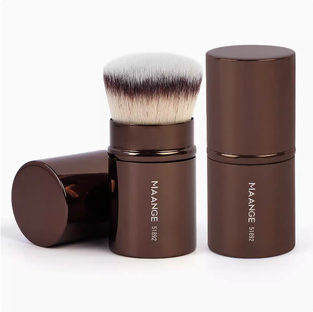 2pcs Face Brush, Foundation Brush, Blush Brush, Loose Powder Brush, Retractable Brush Rod, Aluminum Brush Rod, High Quality Makeup Brush, Holiday Gifts