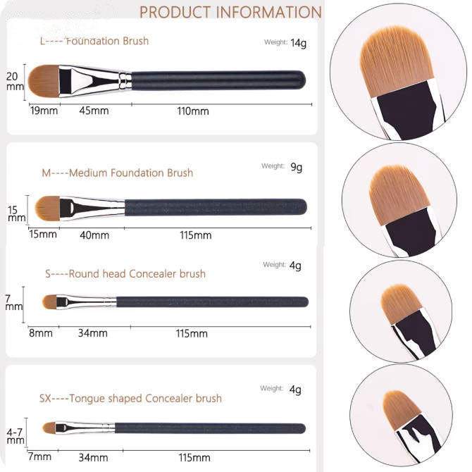 4pcs Soft Nylon Bristle Concealer Brush Set, Skin-Friendly Wooden Handle, Ultra-Fine Flat Head for Precision Application, Quick-Loading and Effective Coverage, Unscented Wand for Normal Skin