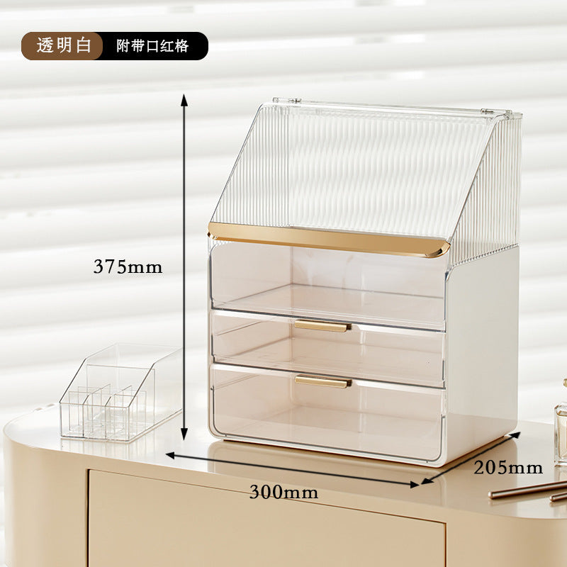 1pc Cosmetic Storage Box - Transparent Plastic Box With Lid - Skincare Display Rack, Lipstick Storage Box - For Makeup Lovers & Beauty Enthusiasts - Perfect for Vanity & Dressing Table