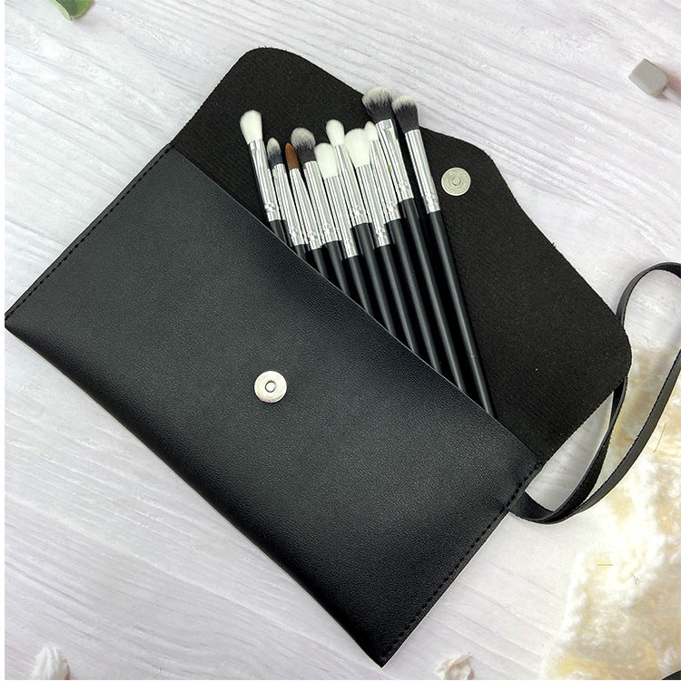 11pcs Soft Synthetic Eyeshadow Brush Set - Fragrance-Free, Nylon Bristles for All Skin Types, Wooden Handles - Versatile Eye Makeup Tools