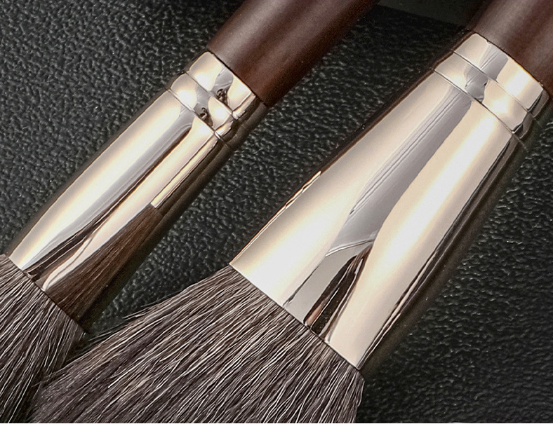 15pcs Luxe Goat Hair Makeup Brush Set - Professional, Fragrance-Free for All Skin Types with Metal Handles