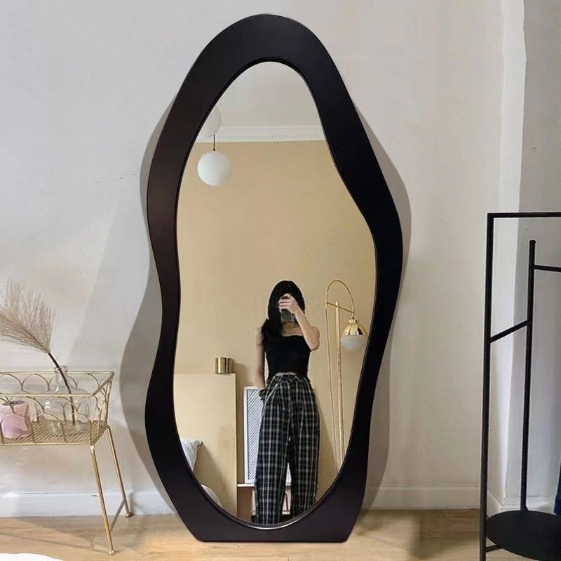 Irregular Mirror Full Length, Oversized Flannel Cloud Floor Mirror With Stand, Full Body Freely Standing Mirror For Bedroom, Living Room, Hanging Or Against The Wall