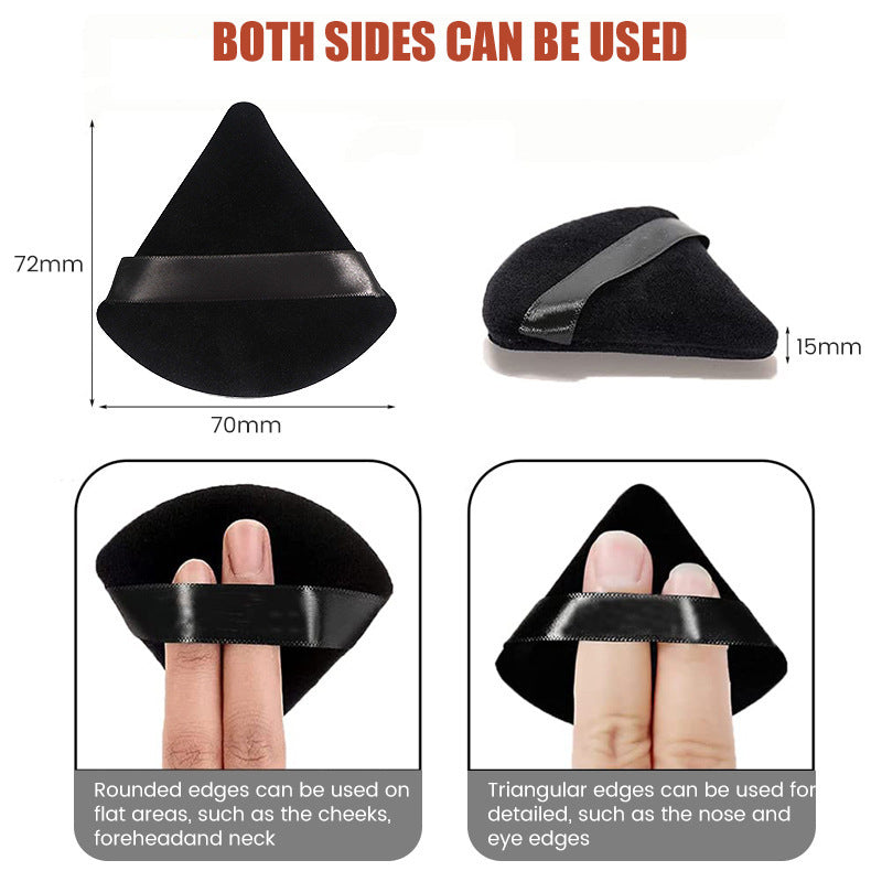 6pcs Velvet Soft Triangle Makeup Puffs for Flawless Foundation & Powder Blending - Fragrance-Free, Ideal for All Skin Types, Black Beauty Blender Set