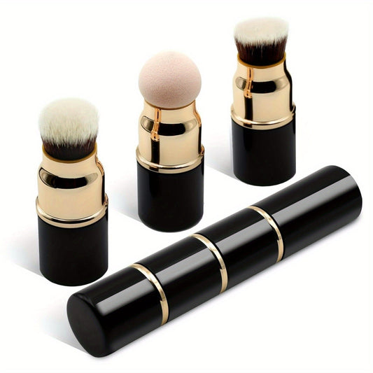 A Professional Three-In-One Makeup Brush Set - Featuring Nylon Bristles, ABS Plastic Handles, Oil-Free, Suitable for All Skin Types, Including Foundation Brush, Blush Brush, And Powder Brush, Perfect for Travel.