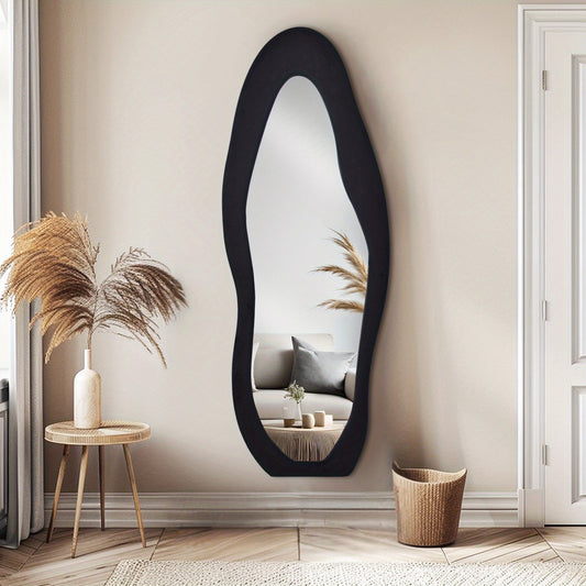 Irregular Mirror Full Length, Oversized Flannel Cloud Floor Mirror With Stand, Full Body Freely Standing Mirror For Bedroom, Living Room, Hanging Or Against The Wall