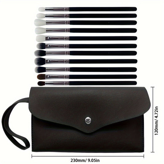 11pcs Soft Synthetic Eyeshadow Brush Set - Fragrance-Free, Nylon Bristles for All Skin Types, Wooden Handles - Versatile Eye Makeup Tools