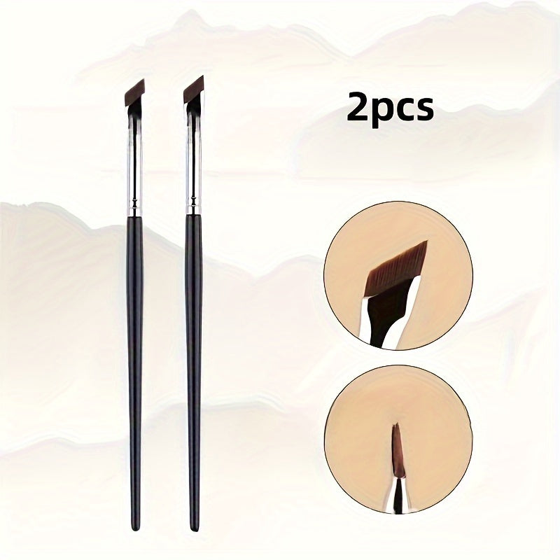 1/2/3pcs Multi-functional Ultra-thin Makeup Brushes with Oblique Angle, Fine Eyeliner Brush, Eyeshadow Brush, Angle Eyebrow Brush, Eye and Face Brush