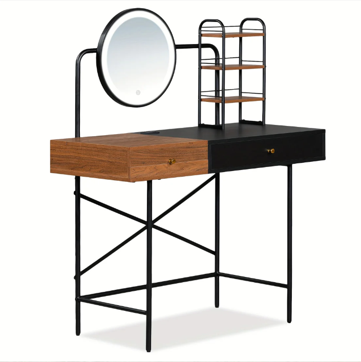 40" Makeup Vanity Desk With Drawer & 3 Open Shelves For Ample Storage Space, Dressing Table For Bedroom