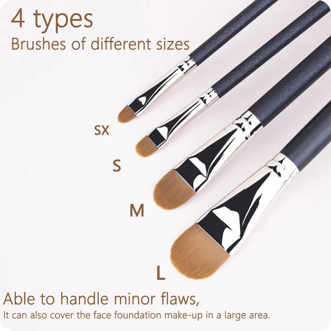 4pcs Soft Nylon Bristle Concealer Brush Set, Skin-Friendly Wooden Handle, Ultra-Fine Flat Head for Precision Application, Quick-Loading and Effective Coverage, Unscented Wand for Normal Skin