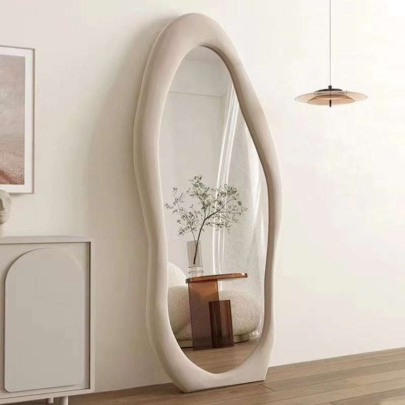 Irregular Mirror Full Length, Oversized Flannel Cloud Floor Mirror With Stand, Full Body Freely Standing Mirror For Bedroom, Living Room, Hanging Or Against The Wall