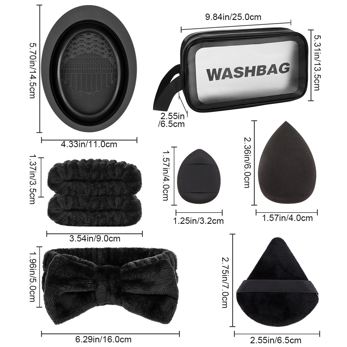 29 Complete Sets of Cosmetics Brush Tools, Equipped with Nylon Brush Head, ABS Plastic Handle, Neutral Wash Bag, Sponge Powder Puff, Moisture Proof Sleeve Butterfly Knot Hair Band Wrist Strap, Dry Cleaning Brush Cleaning Box, Palm Brush - a Complete
