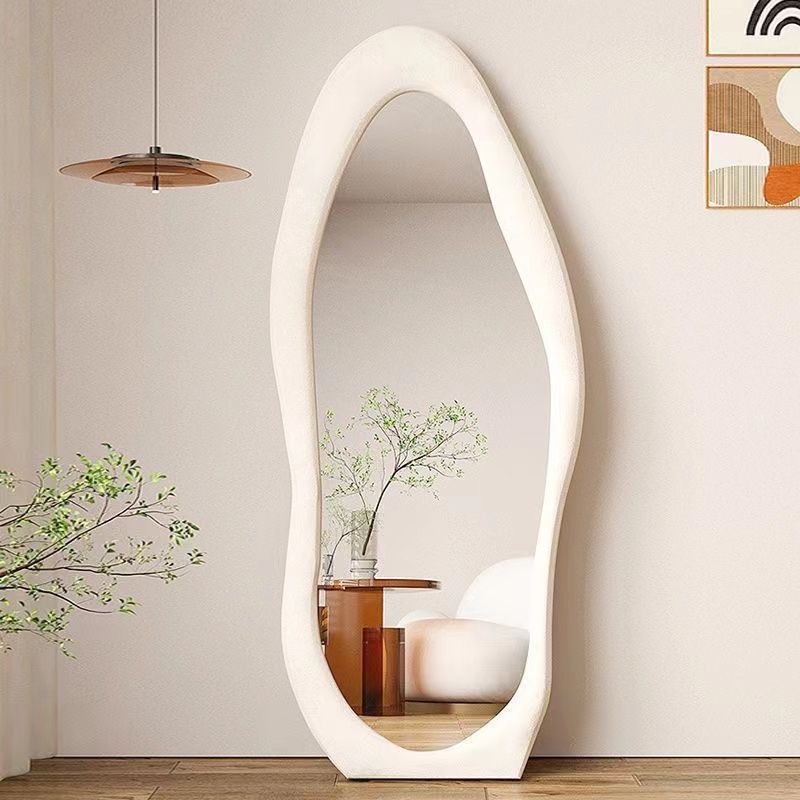 Irregular Mirror Full Length, Oversized Flannel Cloud Floor Mirror With Stand, Full Body Freely Standing Mirror For Bedroom, Living Room, Hanging Or Against The Wall