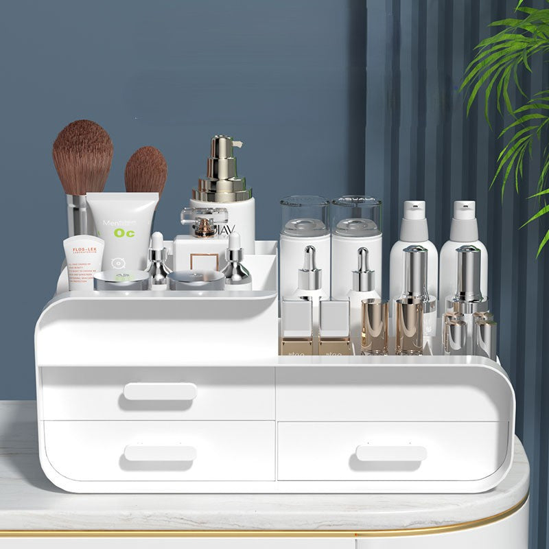 Cosmetic Storage Box with 3 Drawers and Storage Space, Skin Care and Cosmetic Display Cabinet, Suitable for Cosmetics and Beauty Products, Very Suitable for Dressing Table, Cabinet, Office Desk Organization White with Three Drawers