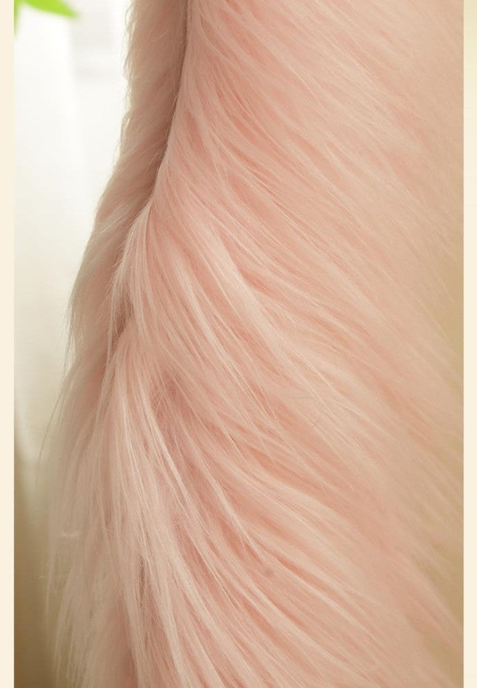 24"x63" Full Length Mirror Chic Pink Faux Fur Framed Leaning Hanging Wall Mirror Full Body Dressing Mirror for Cloakroom Bedroom