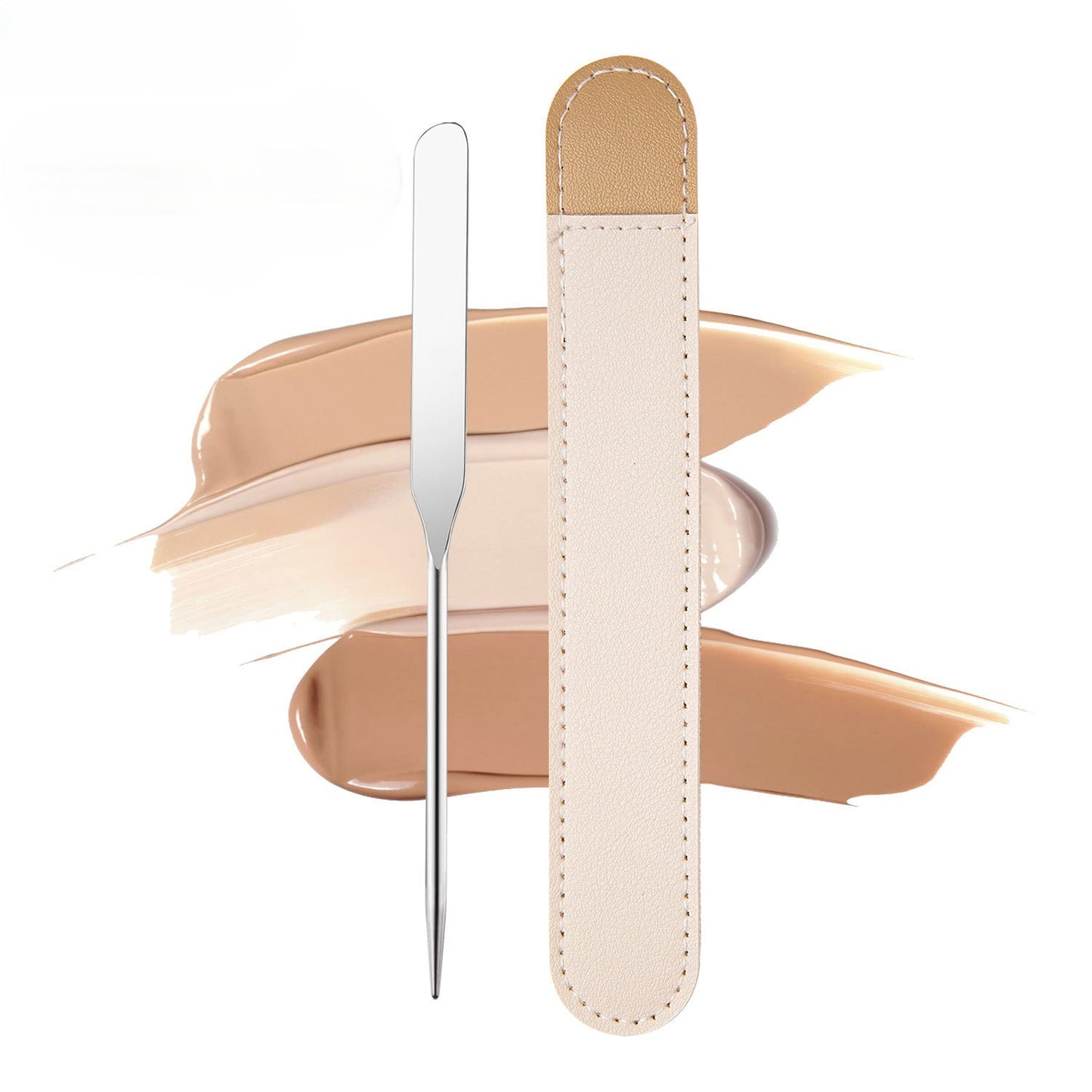Stainless Steel Makeup Palette With Spatula Tool Foundation Brush Makeup Art Tool For Mixing Foundation Nail Art Eye Shadow Makeup Pigment Blending