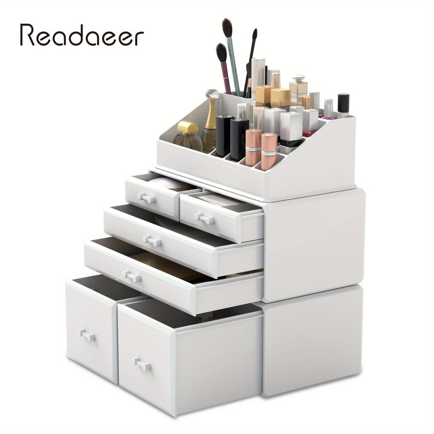 Makeup Organizer Acrylic 3 Pieces Cosmetic Storage Drawers Jewelry Display Box With 6 Drawers For Dresser, Bathroom, Vanity & Countertop Stackable Holder Christmas Gift