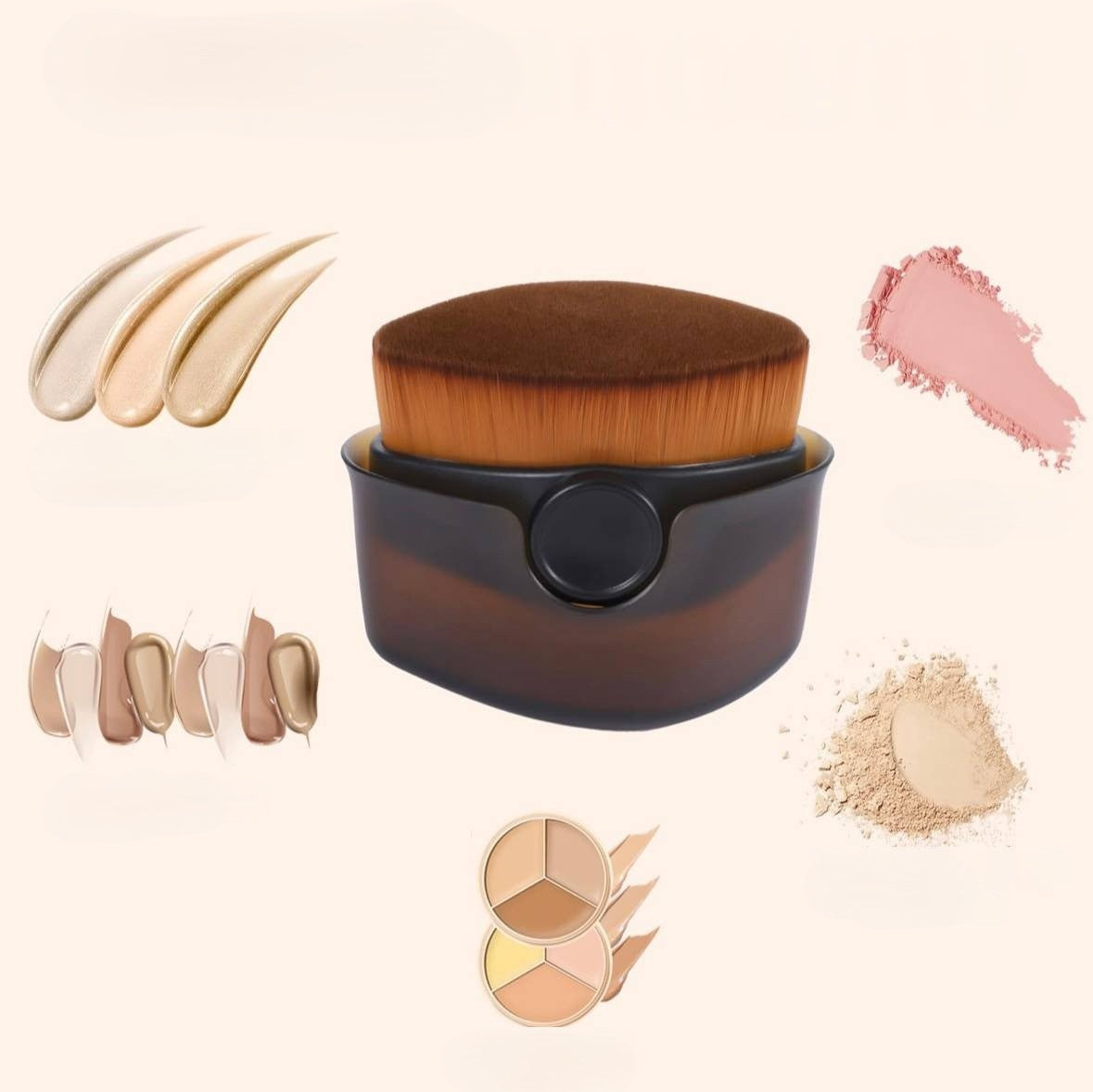 Professional liquid foundation brush, traceless foundation brush, creates a nude makeup effect that is light and does not leave traces, fixed makeup brush combination, meets daily needs