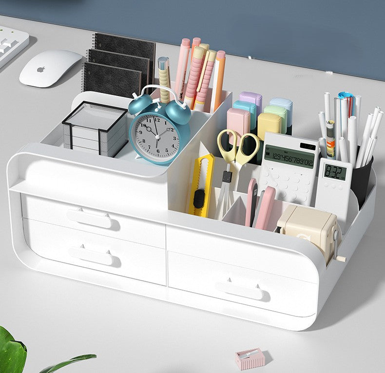 Cosmetic Storage Box with 3 Drawers and Storage Space, Skin Care and Cosmetic Display Cabinet, Suitable for Cosmetics and Beauty Products, Very Suitable for Dressing Table, Cabinet, Office Desk Organization White with Three Drawers