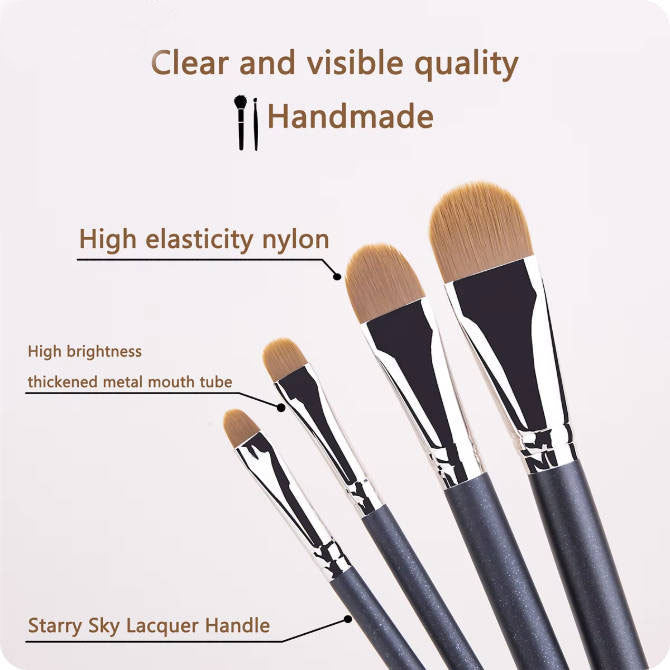 4pcs Soft Nylon Bristle Concealer Brush Set, Skin-Friendly Wooden Handle, Ultra-Fine Flat Head for Precision Application, Quick-Loading and Effective Coverage, Unscented Wand for Normal Skin