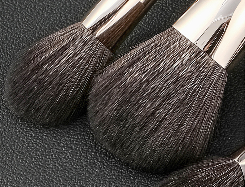 15pcs Luxe Goat Hair Makeup Brush Set - Professional, Fragrance-Free for All Skin Types with Metal Handles