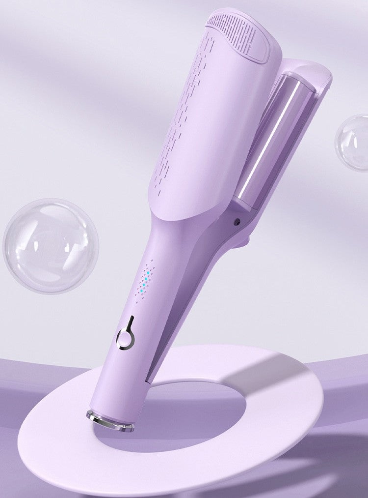 Curling Iron Hair Crimper Waver, Wave Curling Iron with Anti-Scald Hair Crimper, Ionic Deep Waver Hair Curler Tool with Ceramic 2 Barrel for Women, suitable for wide wave and deep wave curlers