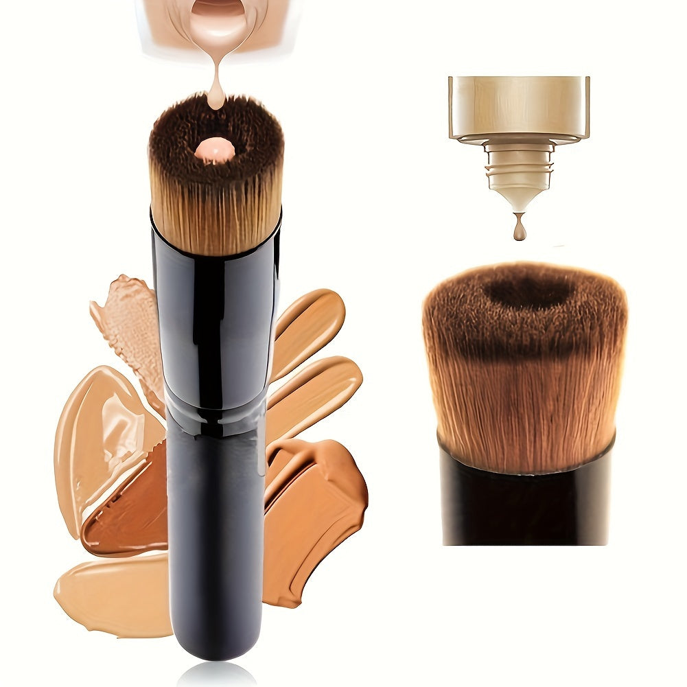 Versatile Flat Top Foundation Brush - Perfect for Liquid, Cream & Powder Makeup Application - Ideal for Blending, Stippling & Concealing - Nylon Bristles, Wooden Handle, Fragrance-Free