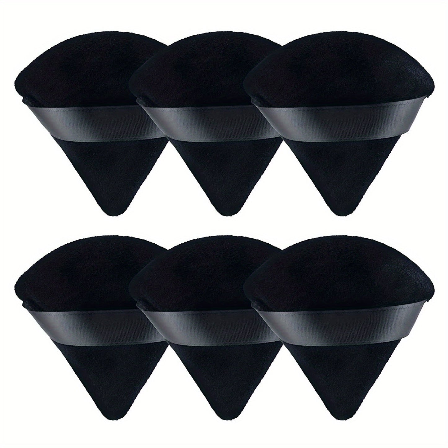 6pcs Velvet Soft Triangle Makeup Puffs for Flawless Foundation & Powder Blending - Fragrance-Free, Ideal for All Skin Types, Black Beauty Blender Set