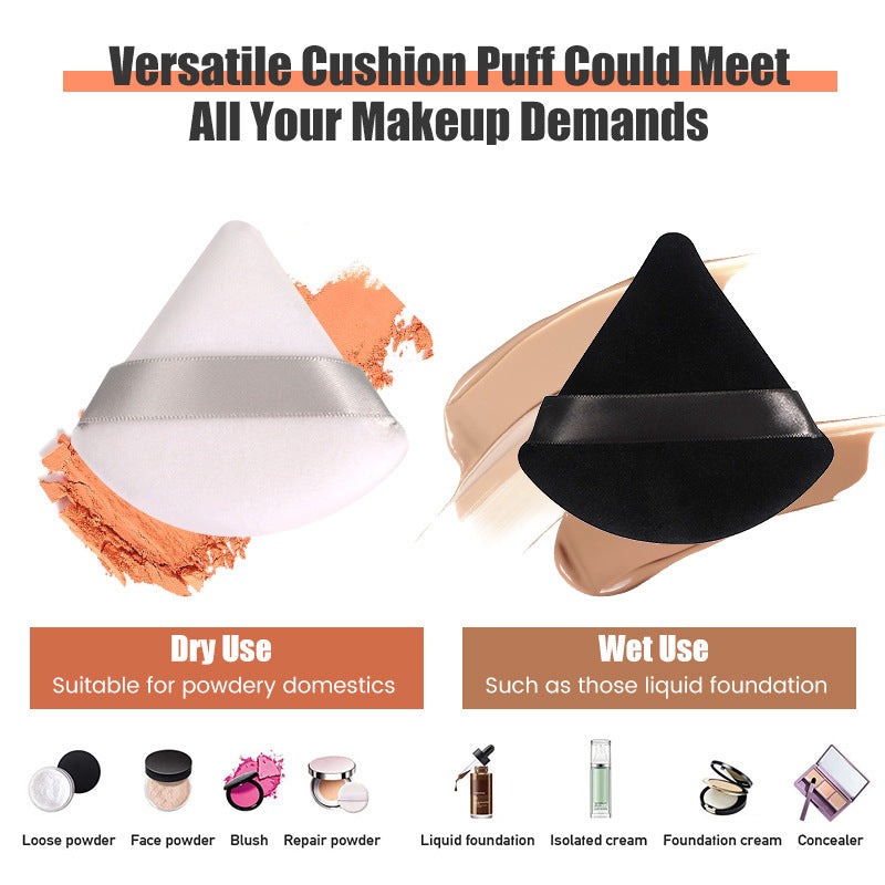 6pcs Velvet Soft Triangle Makeup Puffs for Flawless Foundation & Powder Blending - Fragrance-Free, Ideal for All Skin Types, Black Beauty Blender Set