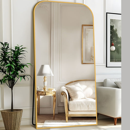 Full Length Mirror, Inch Floor Mirror Freestanding, Arched Floor Standing Large Mirror Full Body Mirror with Stand, Christmas Gifts/Christmas Decorations for Bedroom, Hanging Mounted Mirror for Living Room