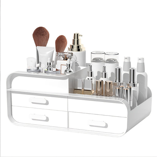 Cosmetic Storage Box with 3 Drawers and Storage Space, Skin Care and Cosmetic Display Cabinet, Suitable for Cosmetics and Beauty Products, Very Suitable for Dressing Table, Cabinet, Office Desk Organization White with Three Drawers