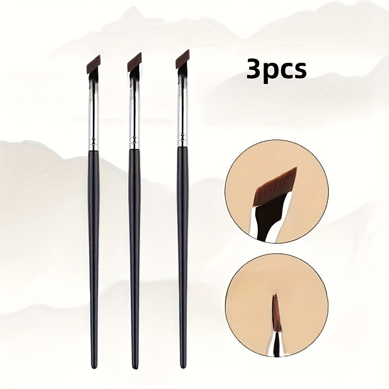 1/2/3pcs Multi-functional Ultra-thin Makeup Brushes with Oblique Angle, Fine Eyeliner Brush, Eyeshadow Brush, Angle Eyebrow Brush, Eye and Face Brush